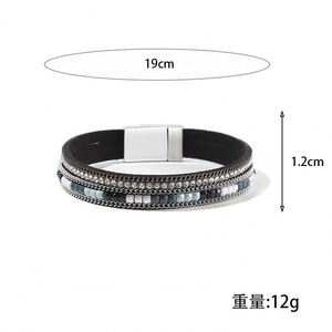 Cord <b>Leather</b> <b>Bracelet</b> Professional Small MOQ Welcome High Hardness Metal Holiday Gift for Women PVD Coating Thickness - Product Image 1