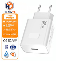 Adaptateur de charge rapide 25W GaN EU Fast Mobile Phone Type C Chargeur rapide PD 3.0 EU Plug Chargeur pour téléphone