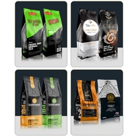 Sacs d'emballage pour grains de café en aluminium imprimés sur mesure, à fond plat, avec valve unidirectionnelle et fermeture éclair refermable pour 250g 500g
