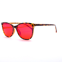 Lunettes anti-lumière bleue 100% avec verres rouges œil de chat tortue, verres orange anti-fatigue, favorisant le sommeil, pour ordinateur