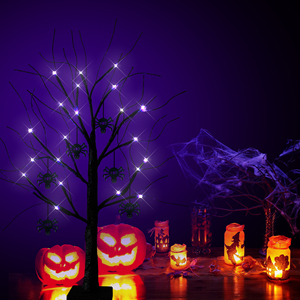 Nouveau Halloween 24L arbre lumière branches noires paillettes rond carré batterie boîte décoration de noël lumière pour Halloween - Product Image 5