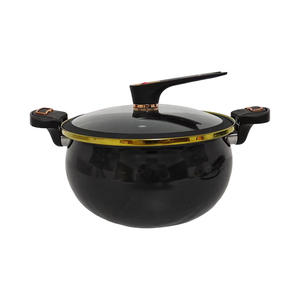 Casserole en porcelaine émaillée 5L Plus, grande capacité, antiadhésive, multifonctionnelle, avec couvercle, noir et vert foncé - Product Image 3