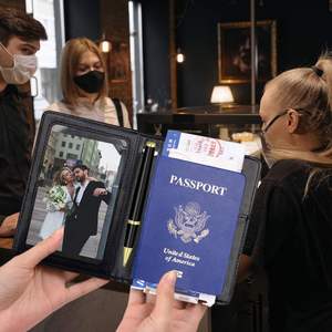 Diary Leather RFID Blocking Slim <b>ID</b> Card <b>Holder</b> Thermal Binding Hardcover 10.8X14.5CM UV Printing - Product Image 4