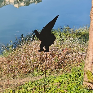 Sculpture de jardin rectangulaire personnalisable en forme d'oiseau, motif animaux, pour Noël, en métal noir, effet rouillé rustique, ornement extérieur pour jardinage - Product Image 3