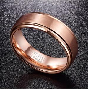 Bague en acier tungstène pour homme, plaquée or rose, largeur 8 mm, bord brillant, face centrale, procédé <span class=keywords><strong>Lasha</strong></span> - Product Image 2