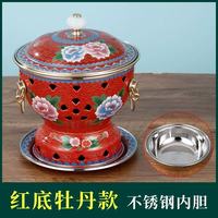 Ustensiles de cuisine chinois antiadhésifs Deyanhaohuo avec surface émaillée, fond en cuivre et poignée dorée pour la restauration, les buffets et les hot pots