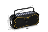 Enceintes Bluetooth à énergie solaire, stéréo sans fil, caisson de basses portable, boîte à musique d'extérieur avec lampe de poche, radio FM
