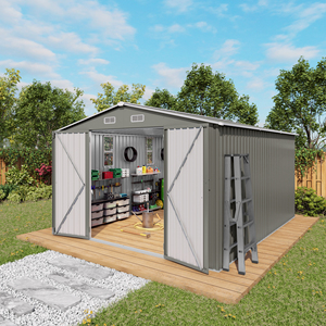 Caseta de Almacenamiento Exterior de 10x12 Pies, Caseta de Jardín Metálica Grande con Puerta Doble y Dos Ventanas Translúcidas, Caseta para Herramientas Impermeable - Product Image 3
