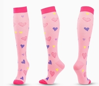 Femmes 2025 Stocks love Cartoon Patterns Knee-high Tube Sport Compression Socks Cycling Running Sport Socks Spandex