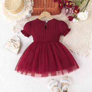 ชุดเดรสตาข่ายทรงเอไลน์ลายใบบัวน่ารักสำหรับเด็กผู้หญิง ระบายอากาศได้ดี เหมาะสำหรับใส่ในชีวิตประจำวันและงานปาร์ตี้ - Product Image 2