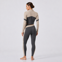 Conjunto Deportivo Slimfit de 3 Piezas para Mujer, Diseño Geométrico, Top Deportivo, Leggings Ajustados, Ropa Deportiva para Yoga, Fitness, Entrenamiento, Running
