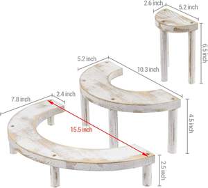 Présentoir à 3 niveaux en <span class=keywords><strong>bois</strong></span> rustique blanchi pour cupcakes, parfums, desserts, vernis à ongles, maquillage, plantes et objets de collection - Product Image 5