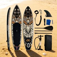Tabla de Paddle Surf Inflable ACEHERO Estilo Tatuaje Tribal, Sistema de 3 Aletas, 10'6\"x32\"x6\", con Todos los Accesorios para Pesca
