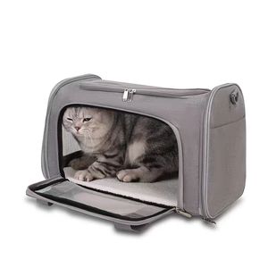 Accompany <span class=keywords><strong>IT</strong></span> Borsa per gatti portatile a tracolla con bottone, grande capacità, traspirante, in tessuto Oxford ecologico - Product Image 5