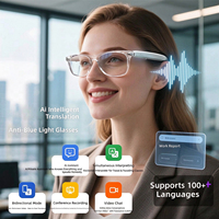 Lunettes de traduction IA à commande tactile, prennent en charge plus de 100 langues, traduction en temps réel, écoute de musique, lunettes intelligentes