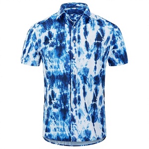 Chemise Hawaïenne Homme Manches Courtes Imprimé Floral Palmiers Bleus Respirante Col Rabattu Vacances d'Été Polyester 140g - Product Image 6