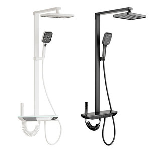 Modern Wall <b>Mounted</b> Shower Set With Digital Display Temperature Control Large Storage Shelf Five Function <b>Spray</b> Head - Product Image 3