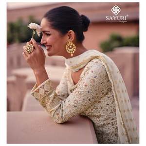 ชุดราตรี anarkali ดีไซเนอร์ซายูริเย็บเต็มตัวสำหรับงานแต่งงานและงานปาร์ตี้จากอินเดีย - Product Image 4