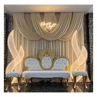 Décoration de couloir de mariage, éclairage LED, fond ondulé, événements de mariage, décoration d'entrée d'allée, feuille en forme de S, éclairage LED pour chemin