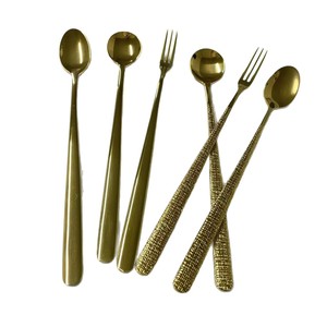 304 Stainless Steel Spoon Fork <b>Set</b> Long Handle Thickened Dessert Coffee Stirring Elegant Condiment Party <b>Dinnerware</b> - Product Image 5