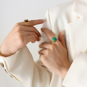 แหวนชุบทองสแตนเลสลายเสือโคร่งลายการ์ตูนตามธรรมชาติอเนกประสงค์ยอดนิยมเรียบสวยงาม - Product Image 4