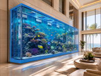 Aquariums sur mesure en acrylique, fabrication directe d'usine, OEM, ODM, grand format, ultra-transparents, sans joints, pour hôtels, restaurants, centres commerciaux et projets.