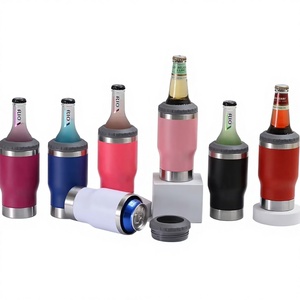 logo Custom Hot Sale 14oz Double Wall Stainless Steel Insulated Beer Beverage coffee milk Can Cooler with Bottle Opener