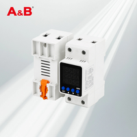 Protecteur de tension monophasé PM2-VAFDM 63A AC 230V sur rail DIN avec affichage numérique, compteur d'énergie KWH, dispositif de protection de la tension et de la puissance