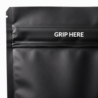 Sachet Doypack Noir Mat Personnalisé Refermable avec Fermeture Éclair, Qualité Alimentaire, Impression Personnalisée pour Emballage de Grains de Café et Snacks