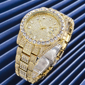 Nouvelle montre Hip Hop en acier inoxydable avec strass et quartz, cadran romain, lunette en or et diamants, bijoux de luxe, montre glacée - Product Image 6