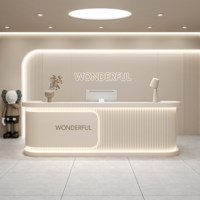 Comptoir de réception moderne et minimaliste en bois pour salon de beauté, bar, entreprise, hôtel, magasin de vêtements, caisse enregistreuse, utilisation en centre commercial