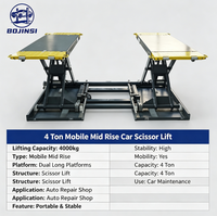 BJS Pont élévateur à ciseaux hydraulique mobile 4T de haute qualité pour véhicules automobiles, avec certification CE, élévateur à ciseaux pour voitures à position intermédiaire de 1,2 m