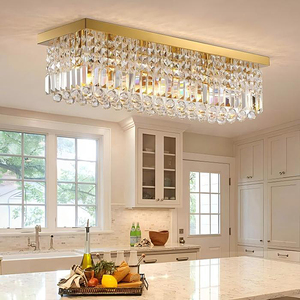 Lámpara de Techo <span class=keywords><strong>Rectangular</strong></span> de Cristal Elandor, Araña de Gotas de Lluvia Dorada y Plateada, Estilo Retro Americano, Moderno y de Lujo, para Comedor de Hotel - Product Image 1