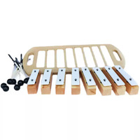 Orff Percussion Instrument, Kids Educational 8-Tone Metal Chime Blocks with Wooden Base, Musical Glockenspiel