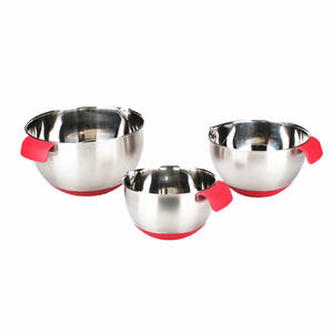 Black Stainless Steel <b>Mixing</b> <b>Bowl</b> Set Non-Slip with Pour Spout Handle and Lid Set of 3 Metal Material - Product Image 2