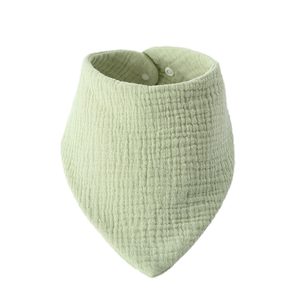 可调婴儿围兜细布新生儿纯色软三角毛巾打嗝布喂养100% 棉婴儿手帕流口水围兜 - Product Image 2