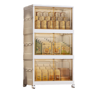 Homey Plastic <b>Storage</b> Cabinet 4 Tier Transparent <b>Drawer</b> Organizer With Wheels For Clothes <b>Toys</b> Household Use - Product Image 2