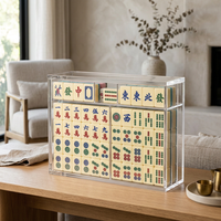Boîte de rangement et de présentation moderne en acrylique transparent pour tuiles de mahjong avec couvercle, taille personnalisée, organisateur multi-usages
