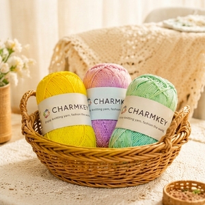 ไหมพรมถักโครเชต์ Charmkey 4 เส้น 100% อะคริลิก เนื้อนุ่ม สีมาการอง สำหรับถักผ้าห่มตุ๊กตา งานฝีมือ DIY - Product Image 1