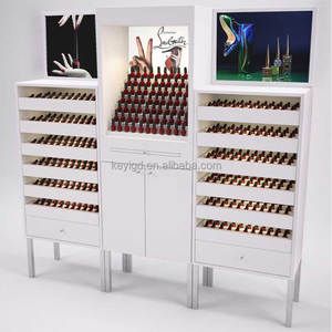 Hiện đại Pop trắng kim loại Rack hiển thị cho sơn móng tay véc ni điều trị cho bán lẻ hiển thị Giày hiển thị trong acrylic và thủy tinh gỗ - Product Image 4