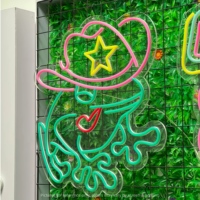 Dekorasi Dinding Berbentuk Katak Kreatif Lampu Neon Fleksibel LED Pola Logo Kustomisasi Iklan