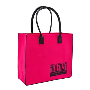 Custom Luxury bags women handbags felt women shoulder shopping tote bag with Pu leather handles