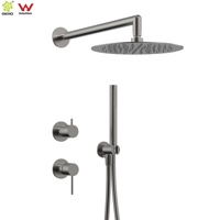 Ensemble de douche mural haut de gamme à double fonction, haute pression, en acier inoxydable, 10 pouces, effet pluie