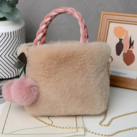 Sac à bandoulière de luxe pour femme, mini sac en fausse fourrure mignon, fermeture éclair, sangle unique, chaînes décoratives, design de niche