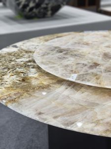 <span class=keywords><strong>Mesa</strong></span> <span class=keywords><strong>redonda</strong></span> doble Naturaleza <span class=keywords><strong>Mesa</strong></span> de piedra de lujo Muebles Pandora Comedor elegante Piedra de mármol Fabricante de muebles de piedra Premium - Product Image 2