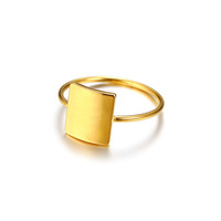 Accessoires de mode bague Simple lisse gravée bagues en acier inoxydable plaqué or 18K