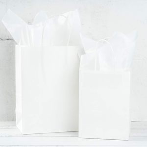 Bolsas de Papel Kraft Blancas con Asas, Impresión Completa, Hechas a Medida, 100 g/m², Económicas y en Oferta - Product Image 3