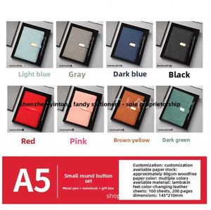 Promotion Customized <b>A5</b> <b>Leather</b> <b>Notebook</b> Set with Gold Foil Embossed Magnetic Buckle for Business Enterprise Marketing Gifts - Product Image 6