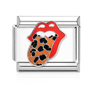 Toptan özel sevimli leopar İtalyan takılar olmayan kararmaz paslanmaz çelik ilmek kalp kiraz leopar İtalyan <span class=keywords><strong>Charms</strong></span> bilezik - Product Image 5