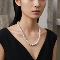 Collier de perles d'eau douce naturelles blanches parfaitement rondes de qualité 4A, 7-8 mm, avec un lustre intense de type Akoya, tendance 2026